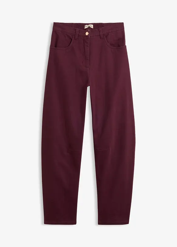 Pantalon barrel taille haute en twill, bonprix