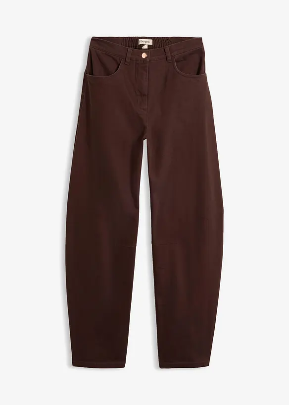 Pantalon barrel taille haute en twill, bonprix