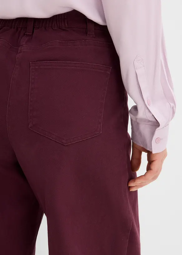 Pantalon barrel taille haute en twill, bonprix