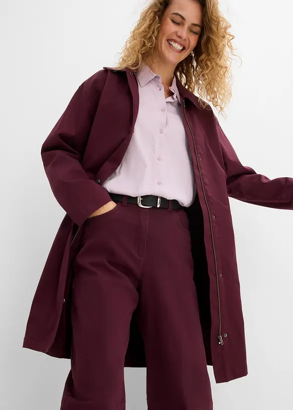 Pantalon barrel taille haute en twill, bonprix