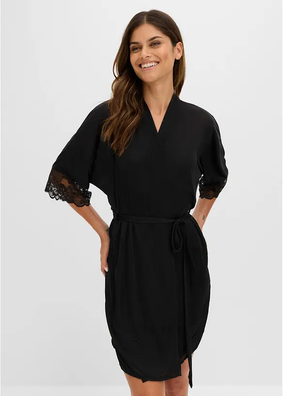 Kimono en satin et dentelle, bonprix