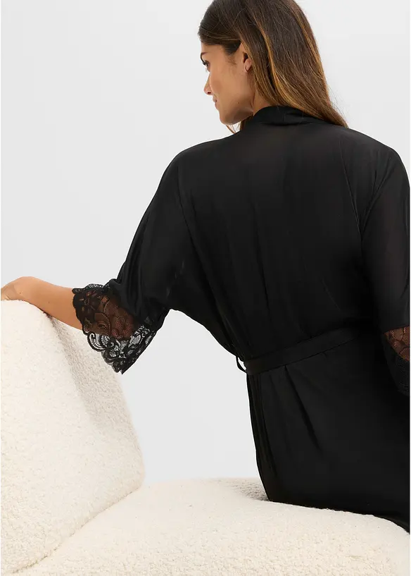 Kimono en satin et dentelle, bonprix