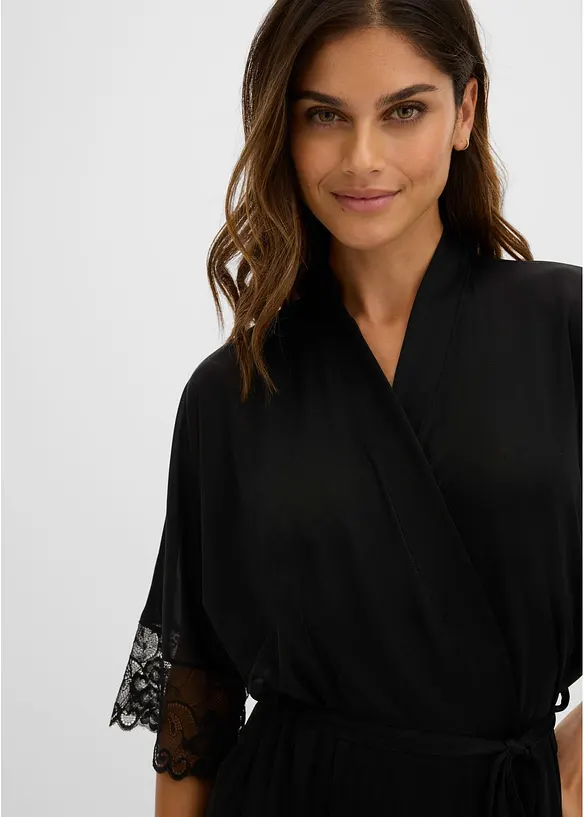 Kimono en satin et dentelle, bonprix