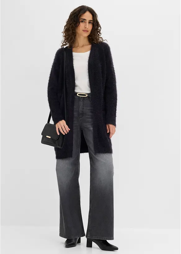 Longstrickjacke in Flauschoptik, bonprix