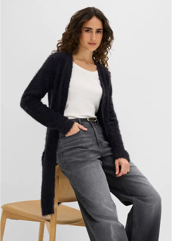 Longstrickjacke in Flauschoptik, bonprix
