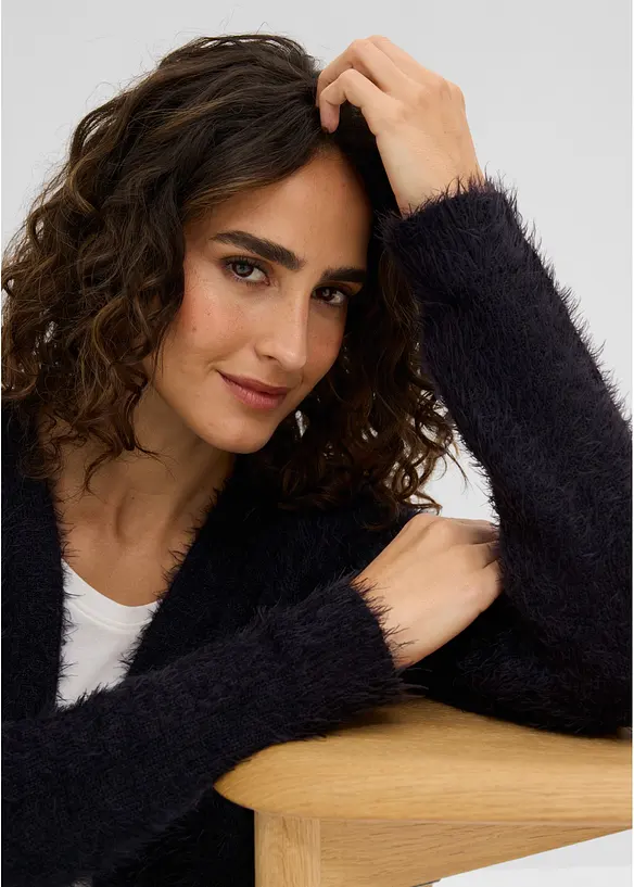 Longstrickjacke in Flauschoptik, bonprix