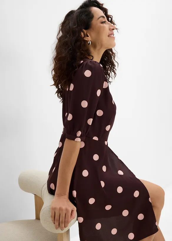 Robe portefeuille en satin fluide, bonprix
