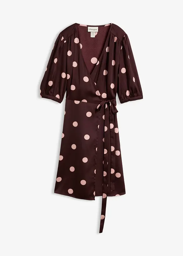Robe portefeuille en satin fluide, bonprix