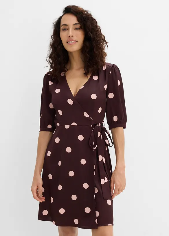 Robe portefeuille en satin fluide, bonprix