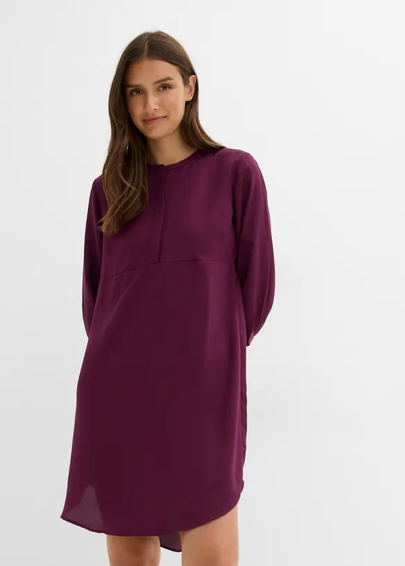 Robe &agrave; col rond et petite patte boutonn&eacute;e, bonprix