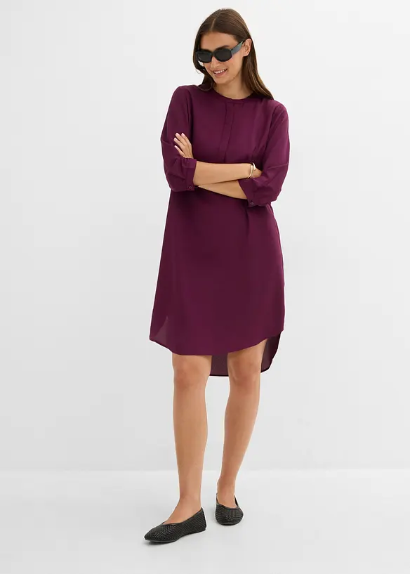 Robe &agrave; col rond et petite patte boutonn&eacute;e, bonprix