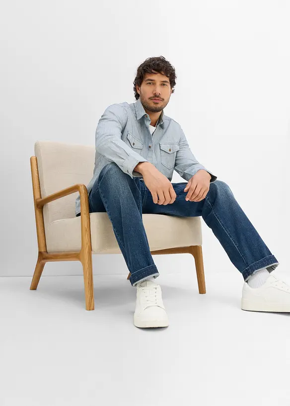 Chemise en jean manches longues, 100% coton, bonprix