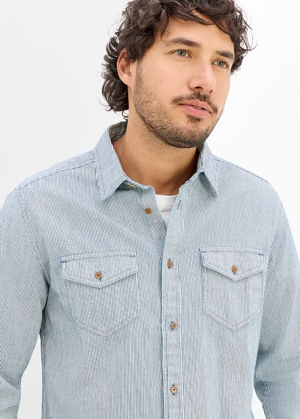Chemise en jean manches longues, 100% coton, bonprix