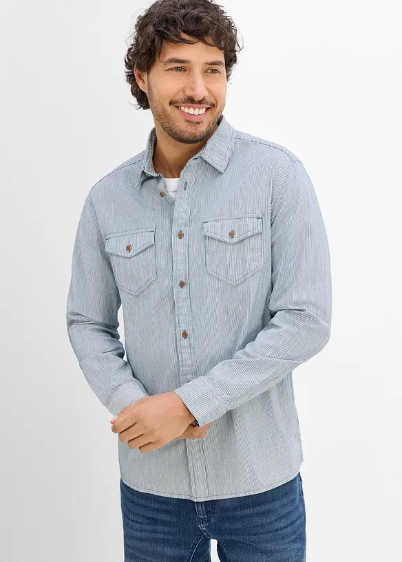 Chemise en jean manches longues, 100% coton, bonprix