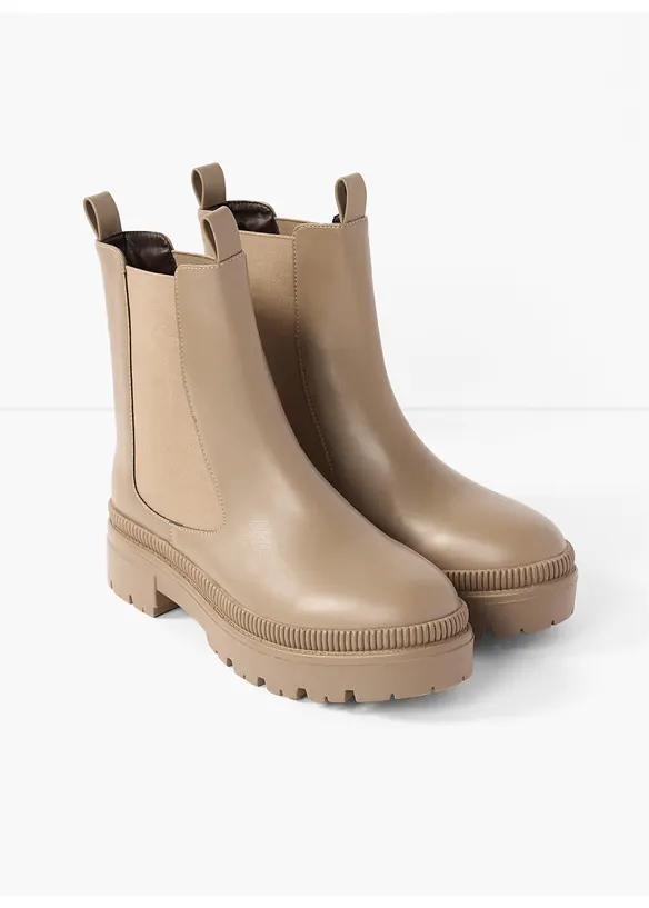 Bottines Chelsea &agrave; semelle crant&eacute;e, bonprix