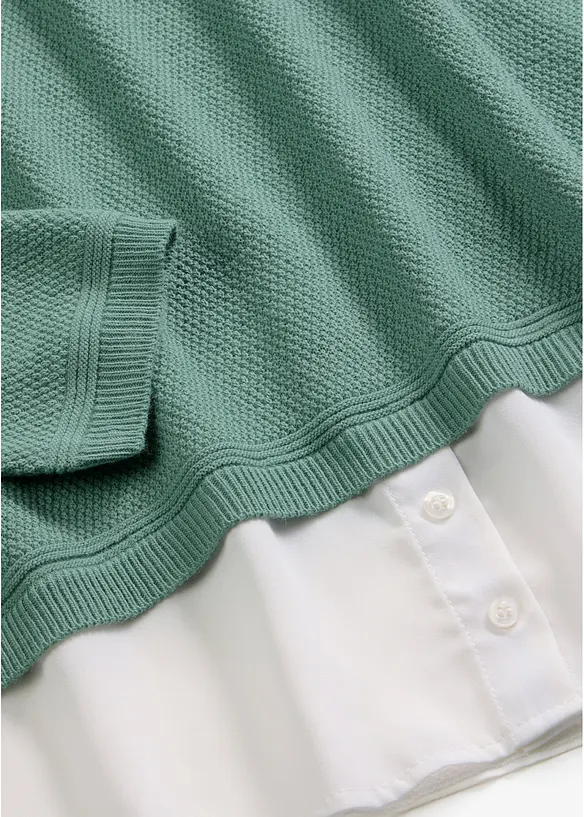 Pull en fine maille avec empi&egrave;cement chemisier, bonprix