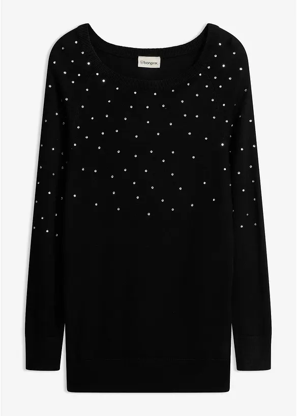 Pull long &agrave; strass, bonprix
