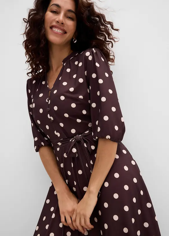 Robe en jersey avec lien &agrave; nouer, bonprix