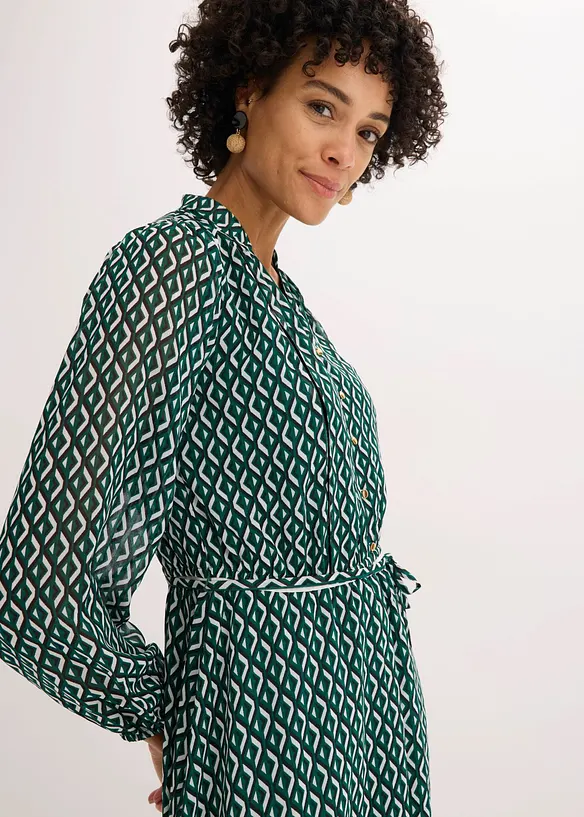 Robe en mousseline &agrave; passepoils contrastants, bonprix