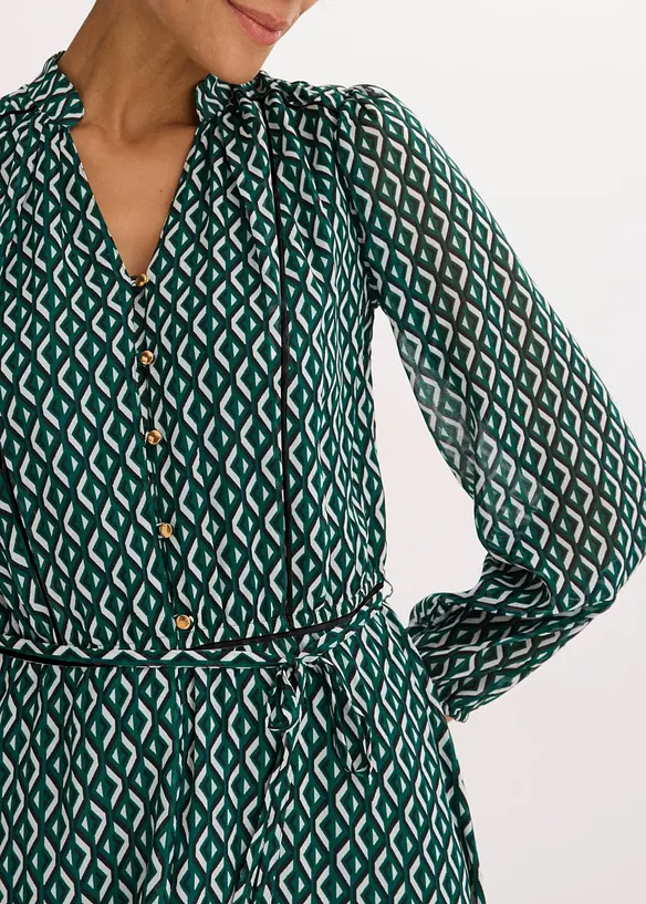Robe en mousseline &agrave; passepoils contrastants, bonprix