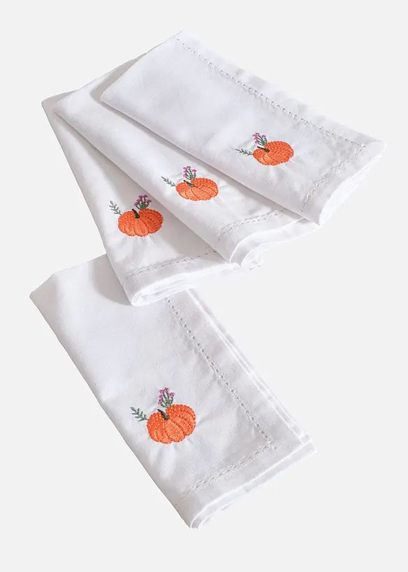 Stoffservietten aus Bio-Baumwolle mit Stickerei (4er Pack), bonprix