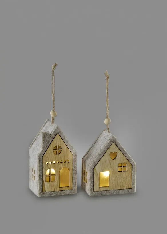 Objet d&eacute;co LED maisons (ens. 2&nbsp;pces), bonprix