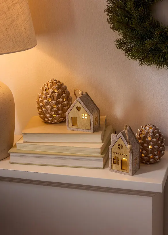 Objet d&eacute;co LED maisons (ens. 2&nbsp;pces), bonprix
