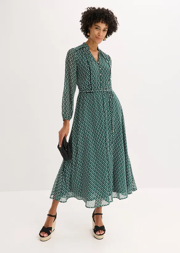Robe en mousseline &agrave; passepoils contrastants, bonprix