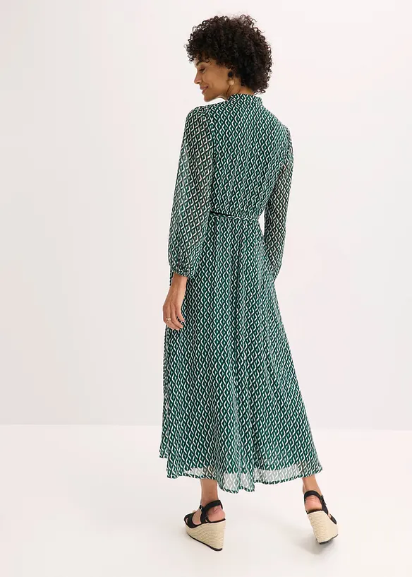Robe en mousseline &agrave; passepoils contrastants, bonprix