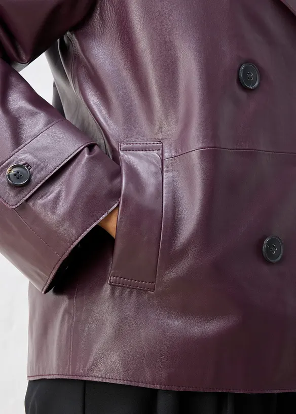 Caban en cuir nappa d&rsquo;agneau, bonprix