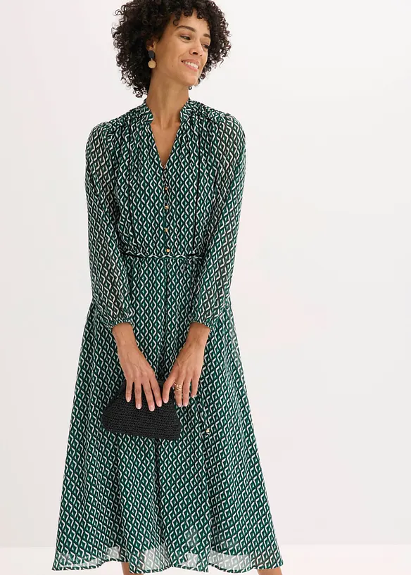 Robe en mousseline &agrave; passepoils contrastants, bonprix