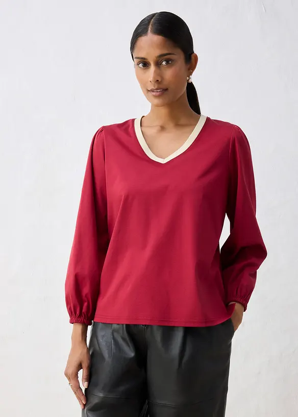 T-shirt manches longues en coton et soie, bonprix
