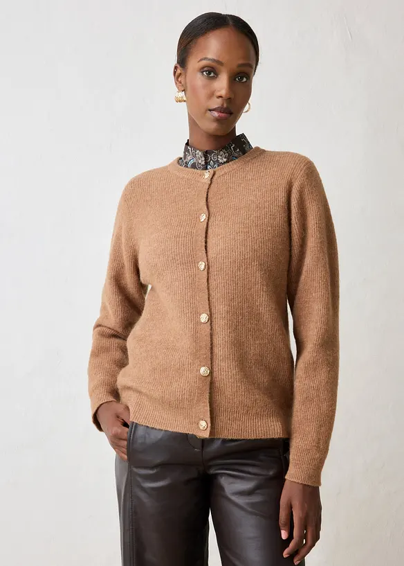 Gilet en maille douce, alpaga et laine m&eacute;lang&eacute;s, bonprix