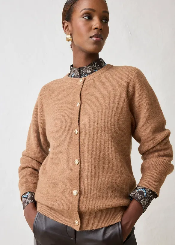 Gilet en maille douce, alpaga et laine m&eacute;lang&eacute;s, bonprix