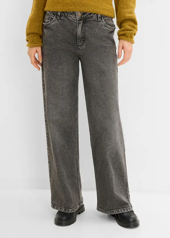 Wide-Leg-Jeans Mid Waist, bonprix