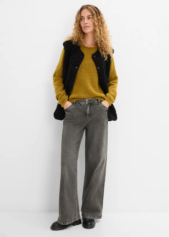 Wide-Leg-Jeans Mid Waist, bonprix