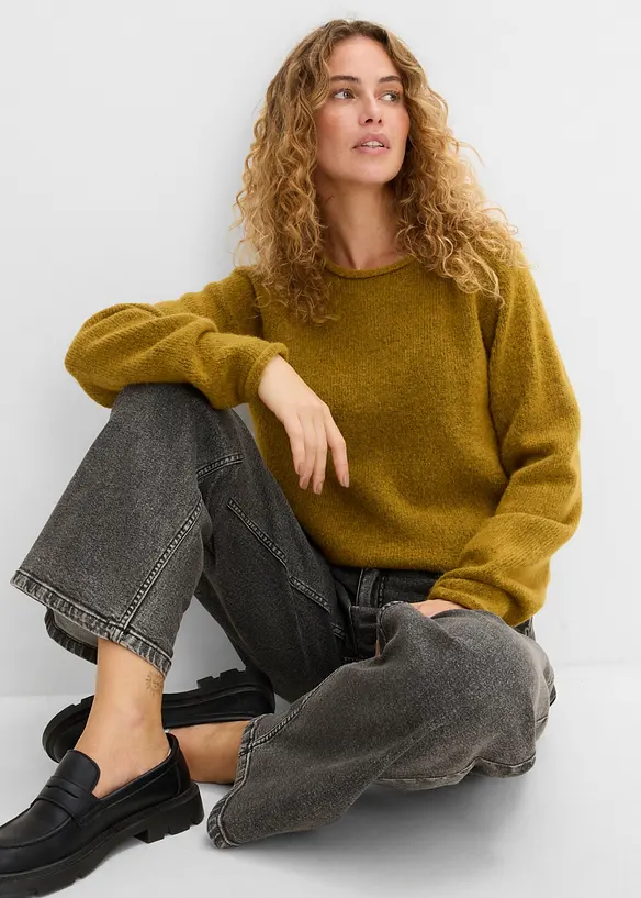 Wide-Leg-Jeans Mid Waist, bonprix