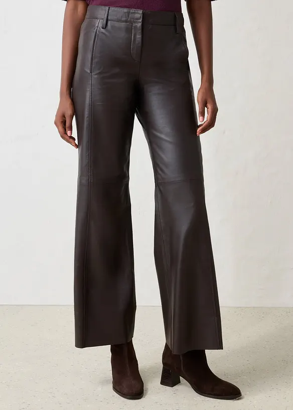 Pantalon large en cuir d&rsquo;agneau nappa, bonprix