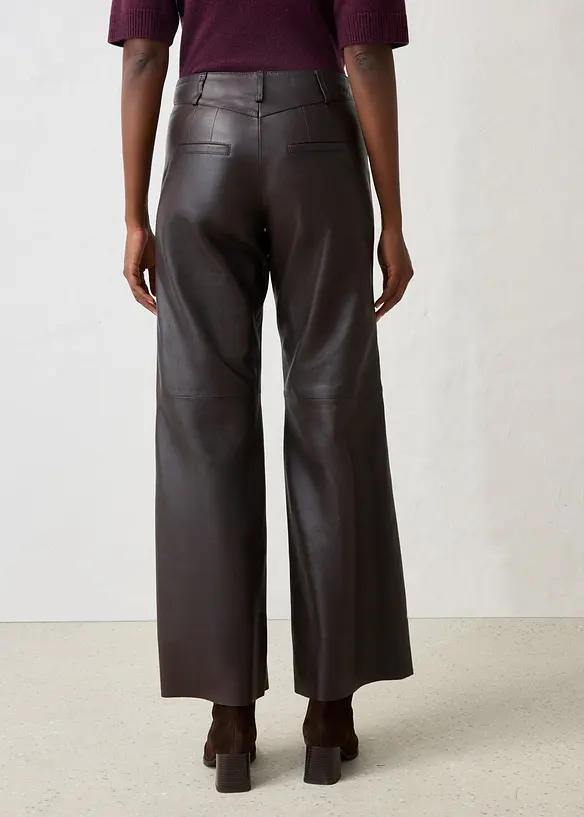 Pantalon large en cuir d&rsquo;agneau nappa, bonprix