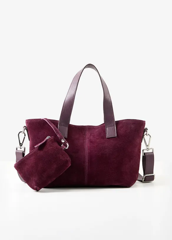 Sac &agrave; main en cuir velours, bonprix
