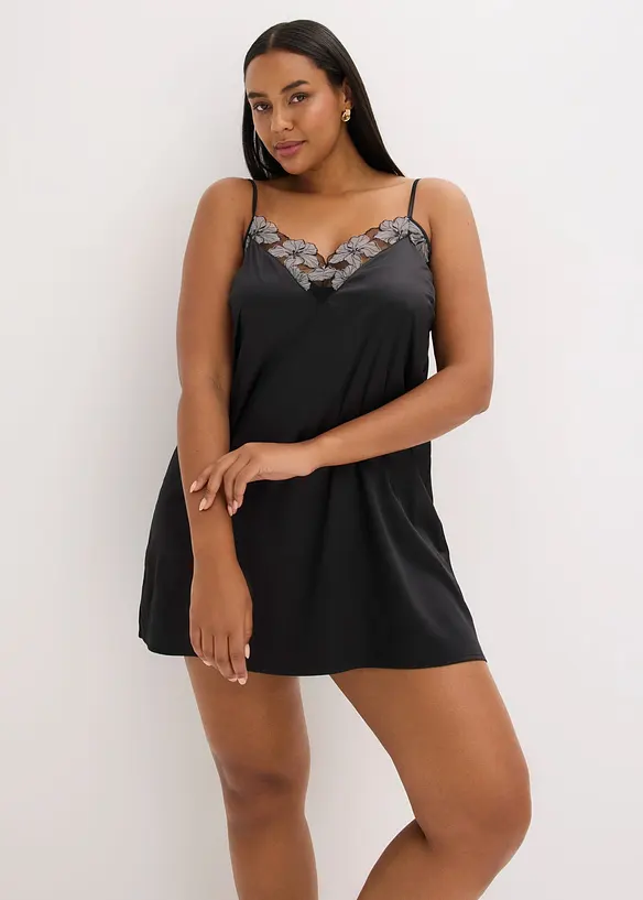 Nuisette en satin avec broderies, bonprix
