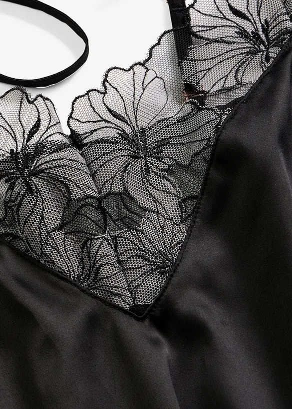 Nuisette en satin avec broderies, bonprix