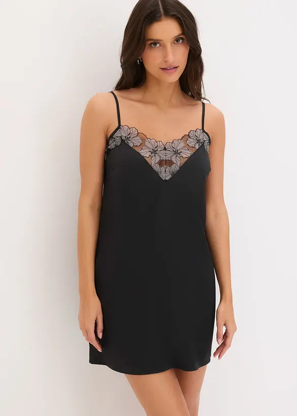Nuisette en satin avec broderies, bonprix