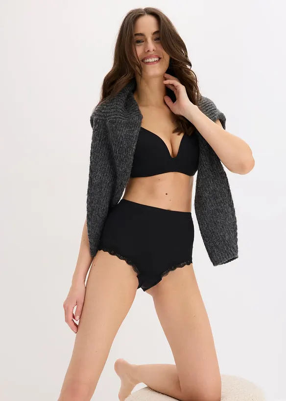 Lot de 3 culottes taille haute en polyamide, sans coutures, bonprix