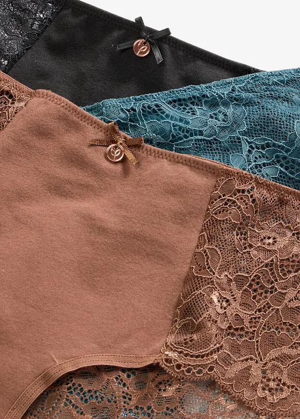 Lot de 4 culottes femme avec coton et dentelle, bonprix