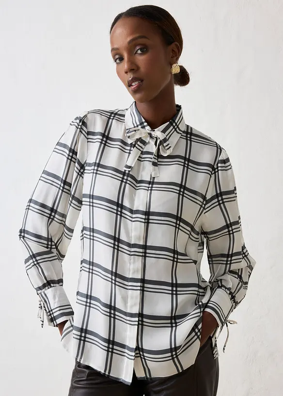 Bluse aus gl&auml;nzendem Seiden-Mix, bonprix