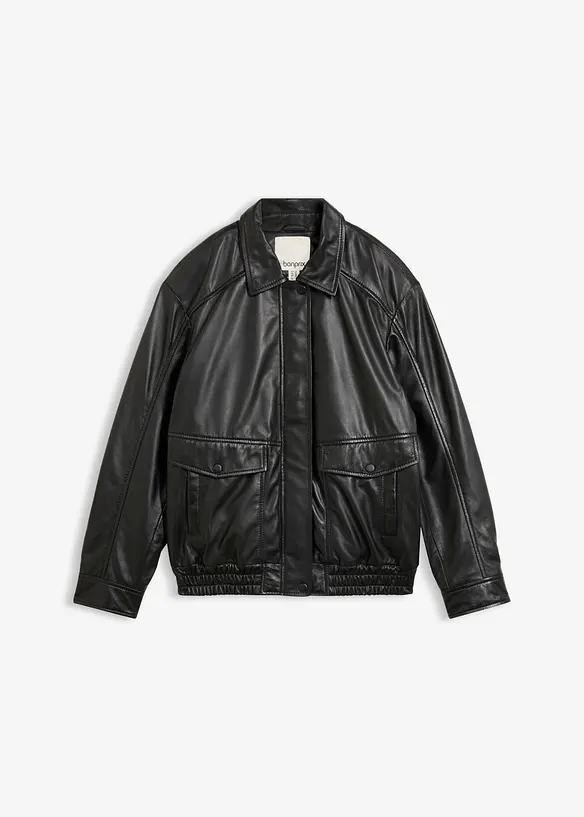 Oversize Leder-Blouson aus Lammnappa, bonprix