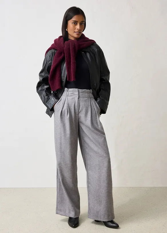 Oversize Leder-Blouson aus Lammnappa, bonprix