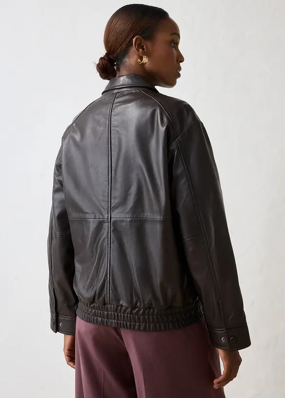 Oversize Leder-Blouson aus Lammnappa, bonprix