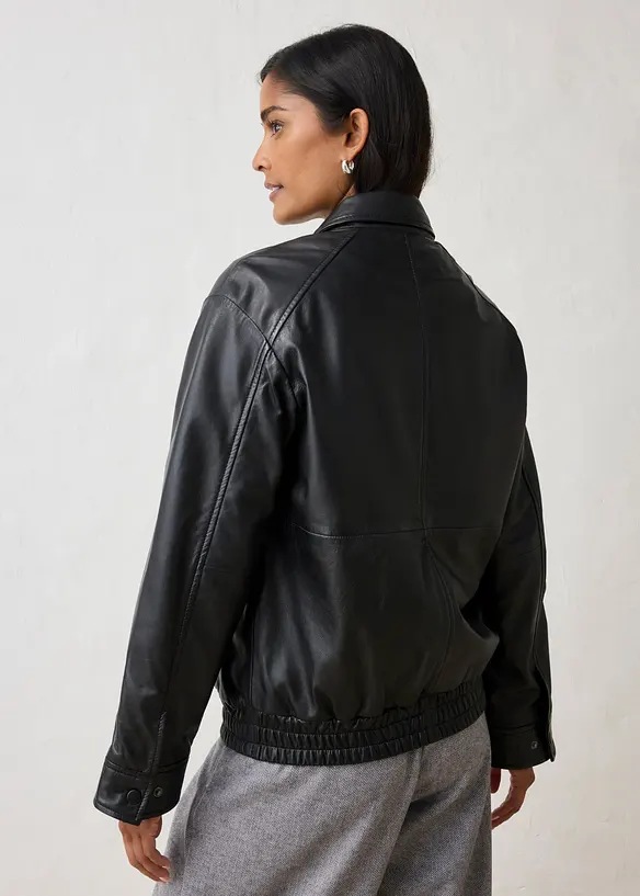 Oversize Leder-Blouson aus Lammnappa, bonprix